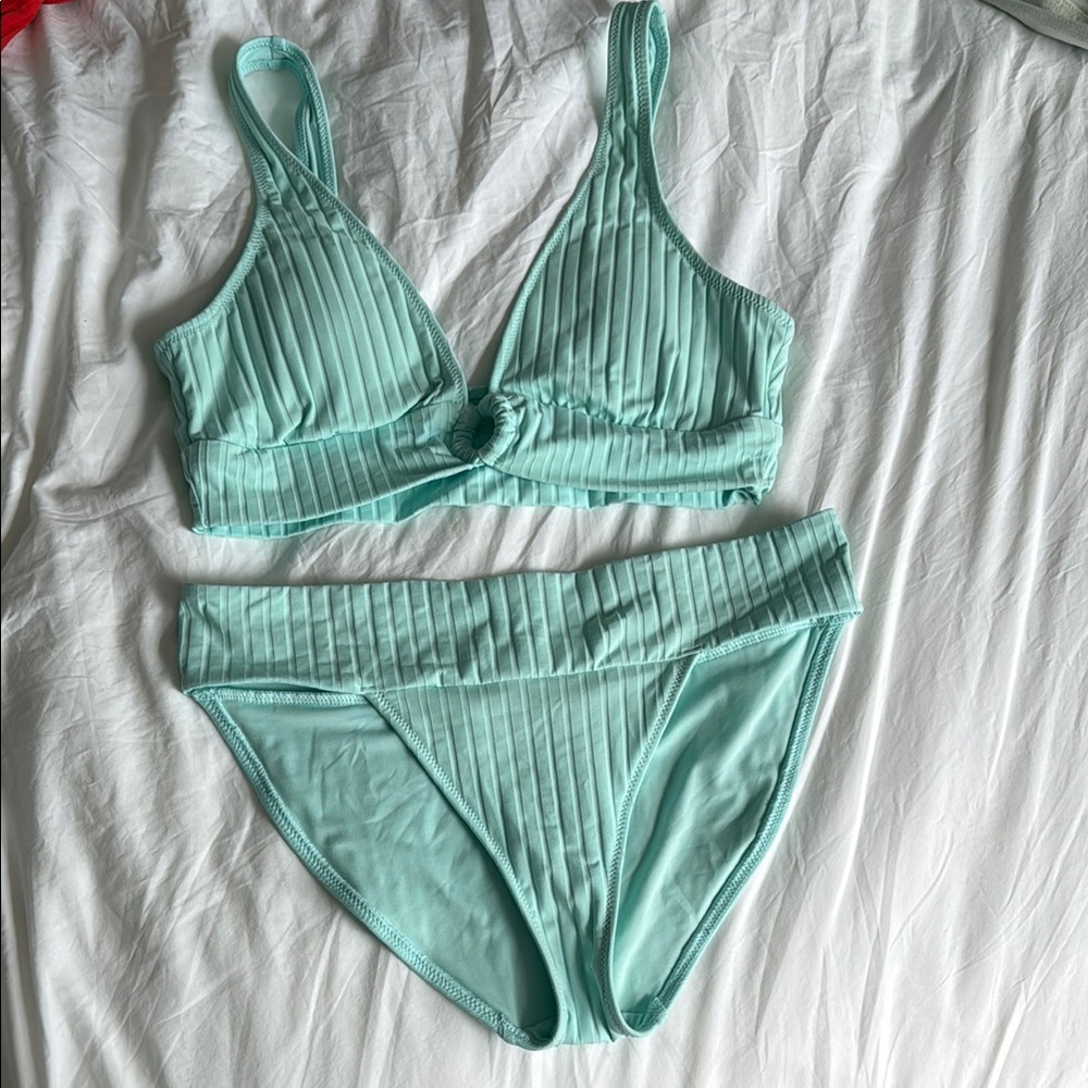 Aerie Teal Ribbed Bikini Set